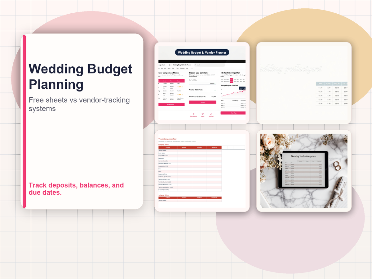 Wedding Budget Spreadsheet Comparison: Free Sheets vs Vendor-Tracking Planner Systems