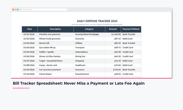 Bill Tracker Spreadsheet: Never Miss a Payment or Late Fee Again